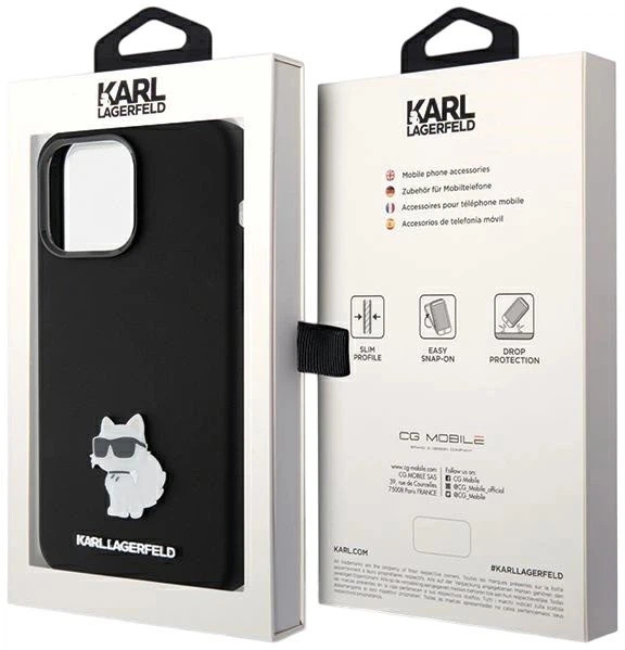 Etui Karl Lagerfeld Silicone Choupette Metal Pin do Apple iPhone 15 Pro Max Black (3666339166380) - obraz 8