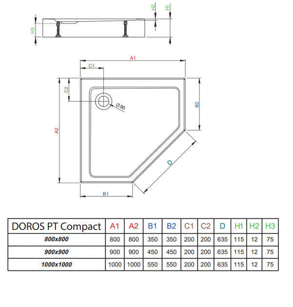 Душевой поддон RADAWAY Doros PT Compact 90x90 SDRPTP9090-05 - Фото 2 Душевой поддон RADAWAY Doros PT Compact 90x90 SDRPTP9090-05 - изображение 2
