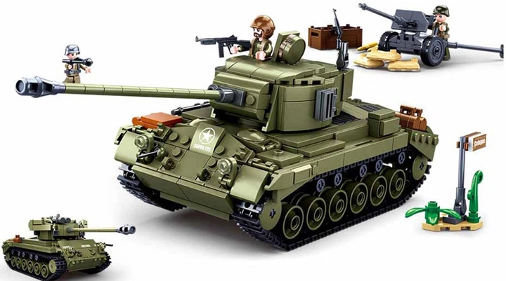 Конструктор Sluban Army 2 в 1 Середній танк зелений 742 елементи M38-B0860 (6938242957209) - зображення 2