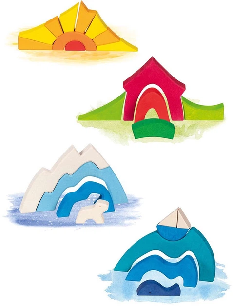 Zestaw klocków drewnianych Goki Mały polarny miś 22 elementa 58351 (4013594583510) - obraz 2