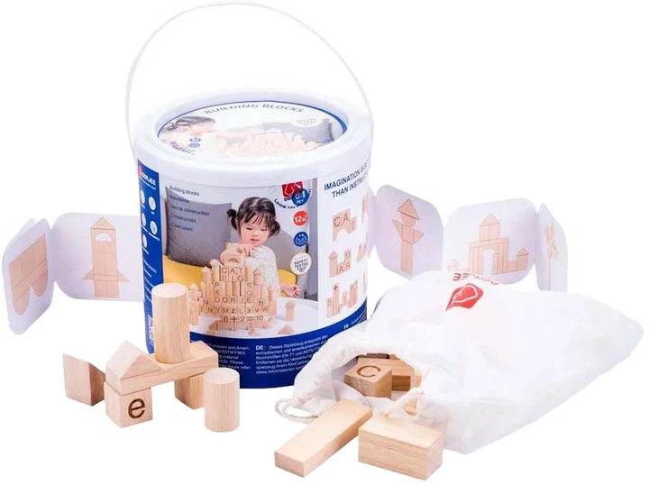 Набір дерев’яних кубиків Dorjee Natural 84 елементи DT26013 (6973840430525) - зображення 2