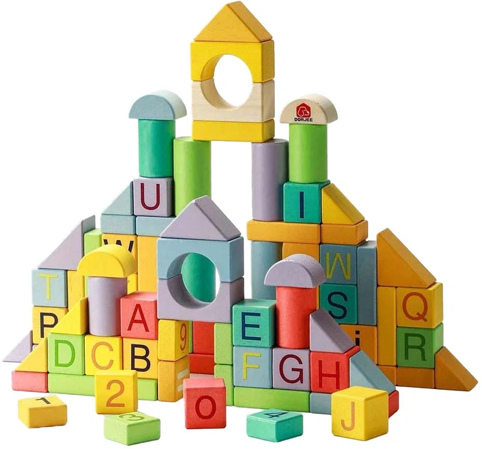 Набір дерев’яних кубиків Dorjee 84 елементи DT26014 (6973840430518) - зображення 4