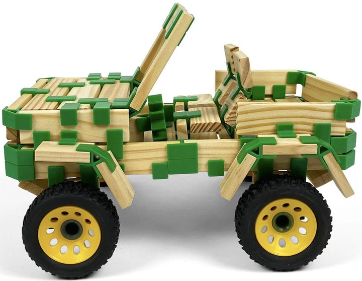 Zestaw klocków drewnianych Join Clips Extension z kółkami i obrotowymi zaciskami 46 elementów (8720299939653) - obraz 5