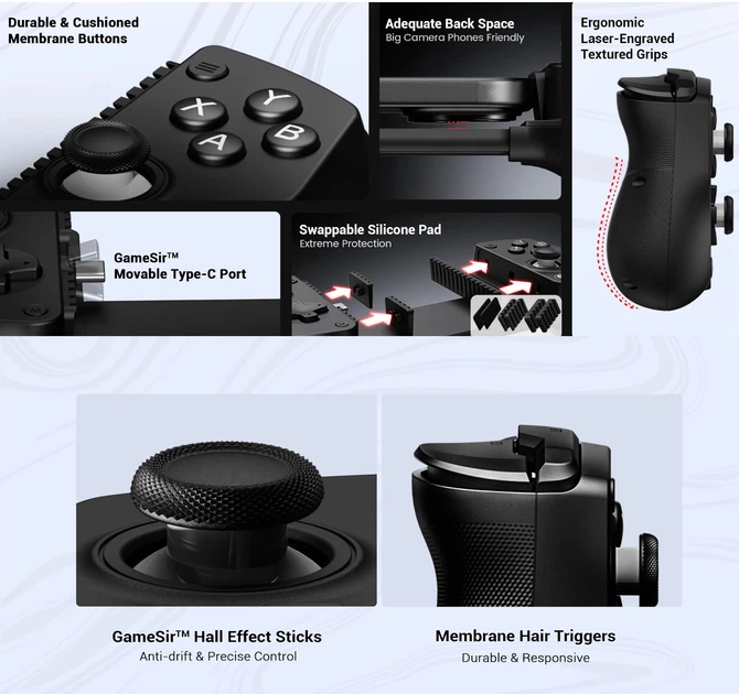 Беспроводной геймпад для смартфона GameSir X5 Lite Type-C Черный (hub_fghka0) - изображение 7