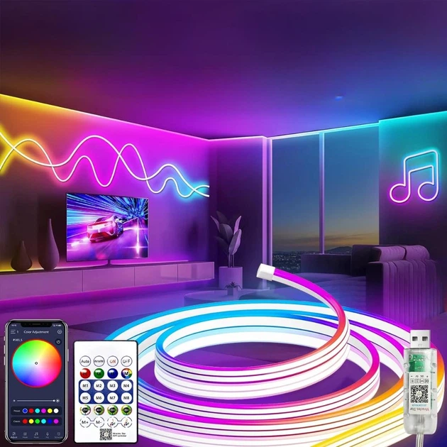 LY〈水色×ネオンピンク〉60サイズ Светодиодная LED лента RGB 2 м Умная неоновая лента с
