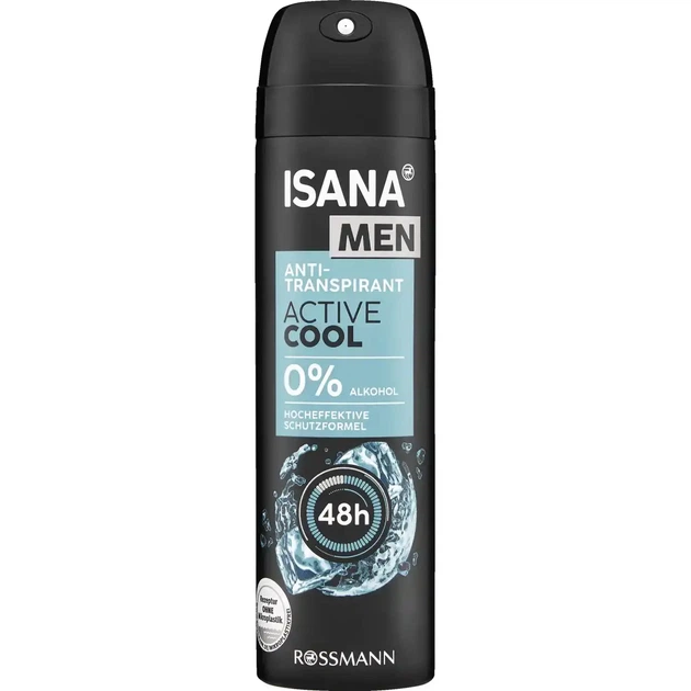 Дезодорант спрей Isana Men Active Cool, 150мл. - Фото 1 Дезодорант спрей Isana Men Active Cool, 150мл. - зображення 1