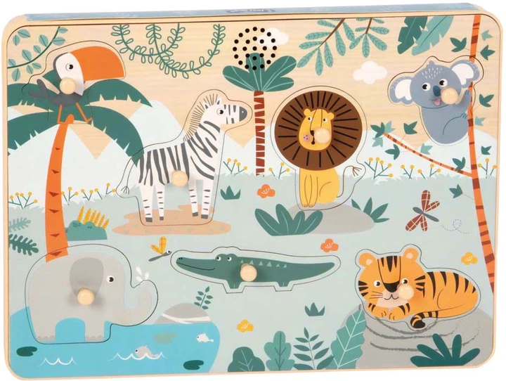 Puzzle drewniane Small Foot Safari z dźwiękami zwierząt 7 elementów 5420181 (4020972127556) - obraz 2