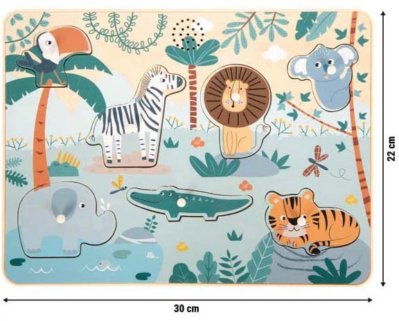 Puzzle drewniane Small Foot Safari z dźwiękami zwierząt 7 elementów 5420181 (4020972127556) - obraz 5