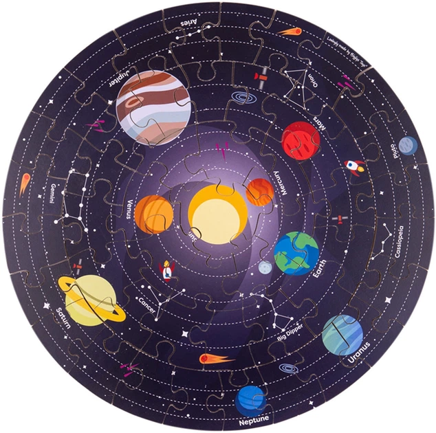 Пазл дерев'яний Bigjigs Сонячна система круглі 50 елементів 2999771 (691621810040) - зображення 2