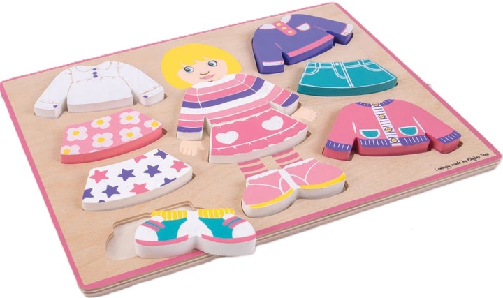 Puzzle drewniane Bigjigs Ubierz dziewczynę 10 elementów 2999627 (691621160572) - obraz 3