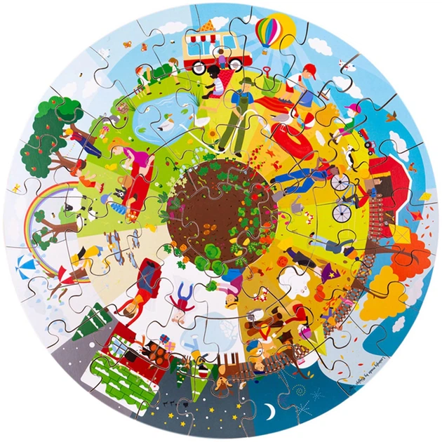 Пазл дерев'яний Bigjigs Пори року круглі 50 елементів 2999770 (691621810033) - зображення 2