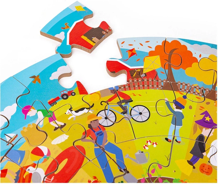 Пазл дерев'яний Bigjigs Пори року круглі 50 елементів 2999770 (691621810033) - зображення 6