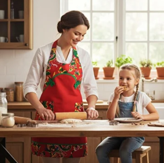 Жіночий фартух для кухні, фартух на кухню, красиві фартухи для кухні в червоному кольорі - Фото 7 Жіночий фартух для кухні, фартух на кухню, красиві фартухи для кухні в червоному кольорі - зображення 7