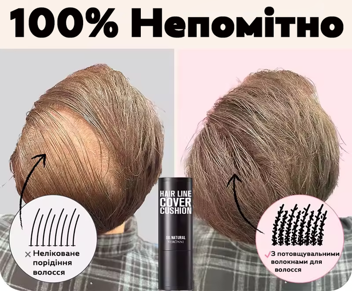 Тонирующая пудра для маскировки линии роста волос и залысин Veronni (4-Dark Auburn) Темно-русый - изображение 6