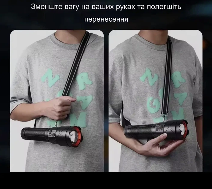 Потужний лазерний ліхтар прожектор LED GT500, 100W, 10000m Power bank, світлова гармата, Type-C - зображення 5