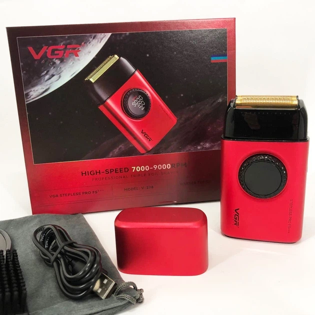 Электробритва VGR V-378 RED — шейвер с двойным лезвием и триммером, регулировка мощности 7000–9000 об/мин (12278) - изображение 5