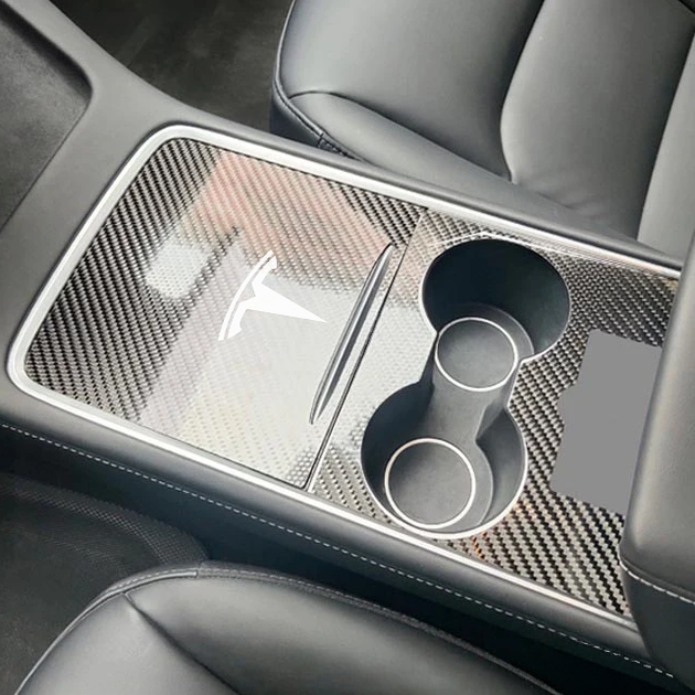 Накладки центральной панели (консоли) под карбон для TESLA Model 3 и Y 2021–2022 QP3064 - изображение 5