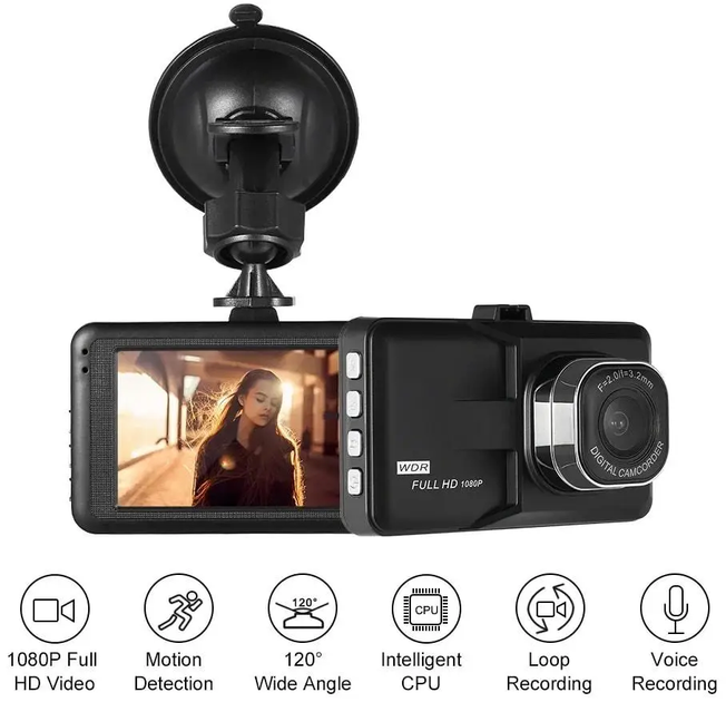 Автомобильный видеорегистратор DVR Full HD 1080P 2,7" - Фото 2 Автомобильный видеорегистратор DVR Full HD 1080P 2,7" - изображение 2