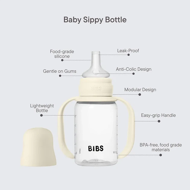 Дитяча пляшечка непроливайка з носиком BIBS Baby Sippy Bottle Spout Silicone Ivory 150 ml - изображение 6