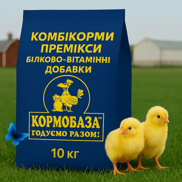 Комбікорм для бройлерів старт КОРМОБАЗА упаковка 10кг - Фото 1 Комбікорм для бройлерів старт КОРМОБАЗА упаковка 10кг - изображение 1