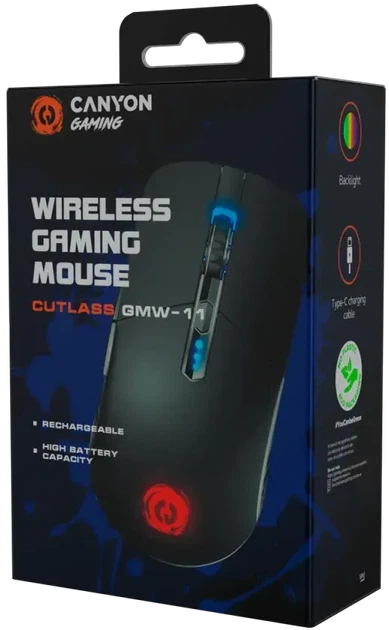 Миша Canyon Cutlass Wireless USB Black (CND-SGMW11B) - Фото 6 Миша Canyon Cutlass Wireless USB Black (CND-SGMW11B) - зображення 6