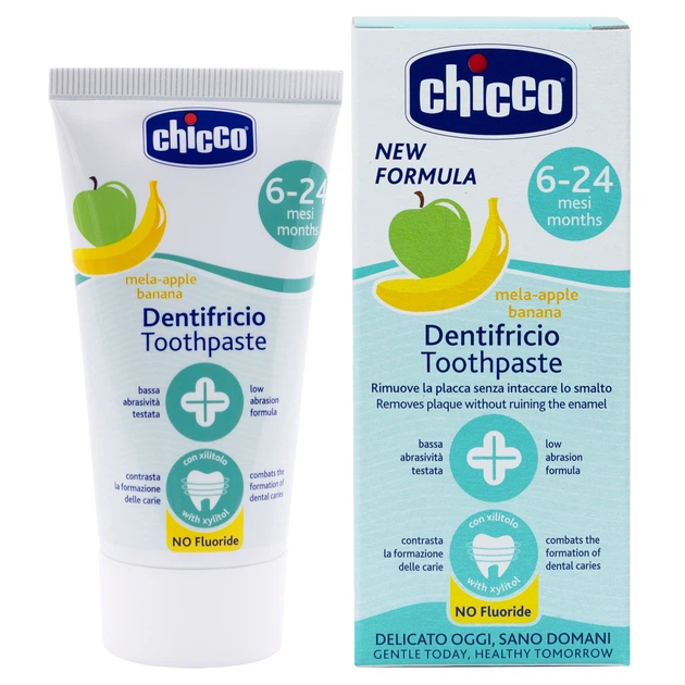 Зубна паста Chicco Яблуко-Банан 6-24 міс 50 мл (12101.00) (8058664175567) - зображення 7