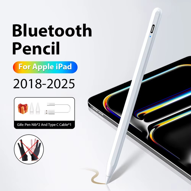 Стілус для планшета Apple iPad A16 Air 11 5 4 Pro 11th 13 12.9 M4 M3 M2 SK Active Bluetooth Magnetic White - зображення 3