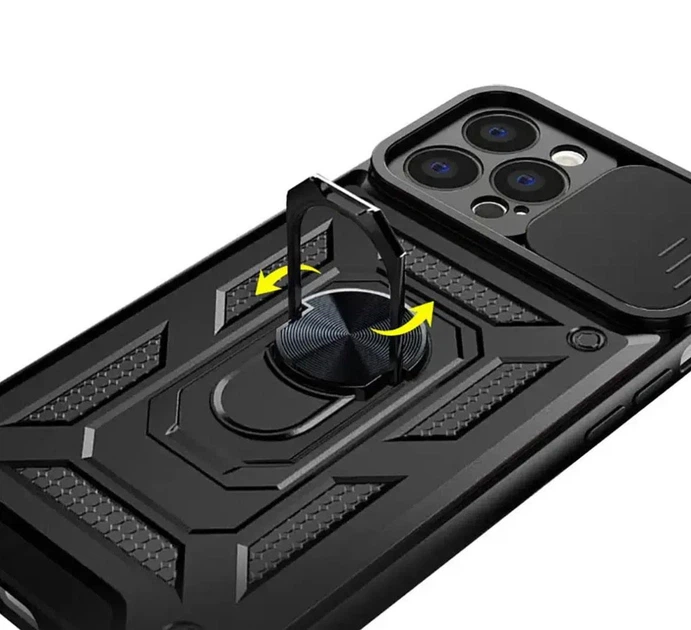 Чехол Primo Shockproof для Apple iPhone 16 Pro Max - противоударный, с подставкой и шторкой для камеры - Black - Фото 6 Чехол Primo Shockproof для Apple iPhone 16 Pro Max - противоударный, с подставкой и шторкой для камеры - Black - изображение 6