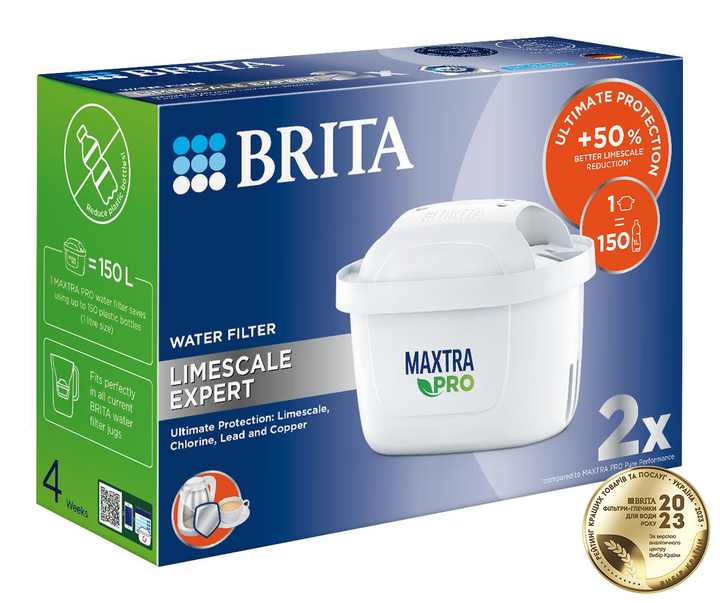 Набор картриджей BRITA Maxtra Pro Limescale для жесткой воды 2 шт (1051767) - Фото 5 Набор картриджей BRITA Maxtra Pro Limescale для жесткой воды 2 шт (1051767) - изображение 5
