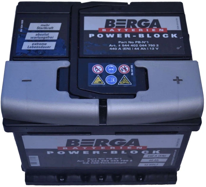 Автомобильный аккумулятор BERGA Power Block 44АН Ев (-/+) (440EN ...