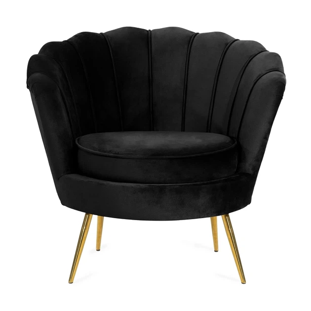 Крісло HOMLA SHELLY оксамит 82 x 74 x 76 см Чорний (5902869978573) - зображення 2