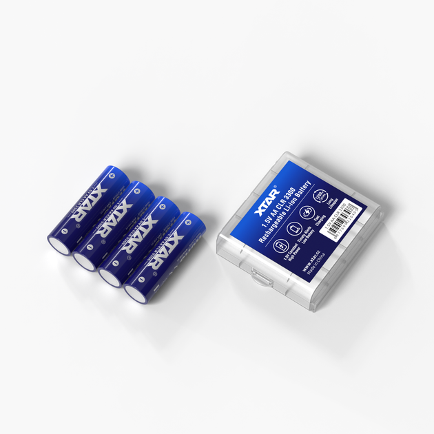 Акумуляторна батарея AA XTAR Light CLR 1.5V Li-ion 3300mWh/2000mAh з LED індикатором | мaкс. розряд - 2.5А | набір 4шт. у пластиковому кейсі - зображення 2