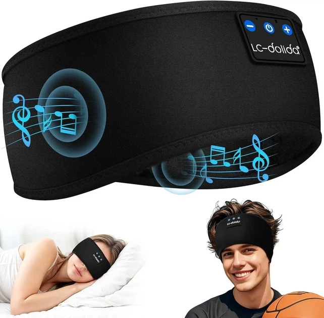 Наушники-повязка Bluetooth 5.4 LC-dolida с микрофоном и динамиком, черные - Фото 1 Наушники-повязка Bluetooth 5.4 LC-dolida с микрофоном и динамиком, черные - изображение 1