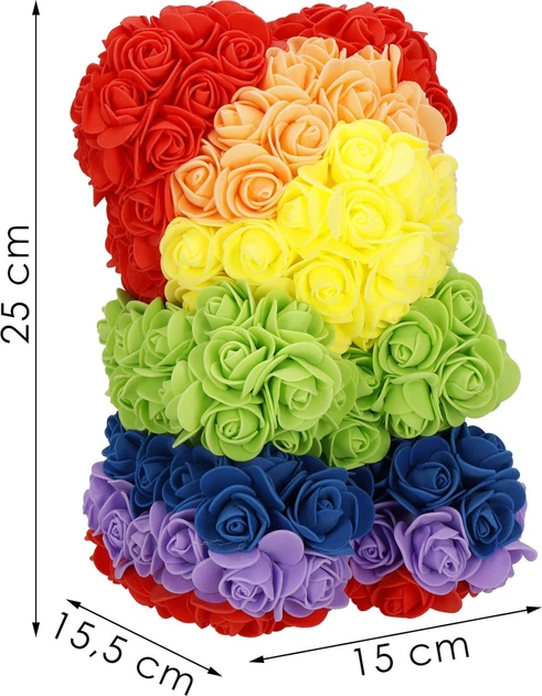 Ведмедик з троянд Springos 25 см з коробкою Веселка HA7394 (5907719471297) - зображення 9