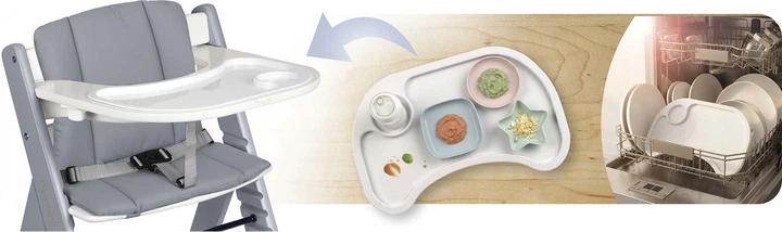 Krzesełko do karmienia Nukido Nelo drewniane Biało-szare (5903890630638) - obraz 5