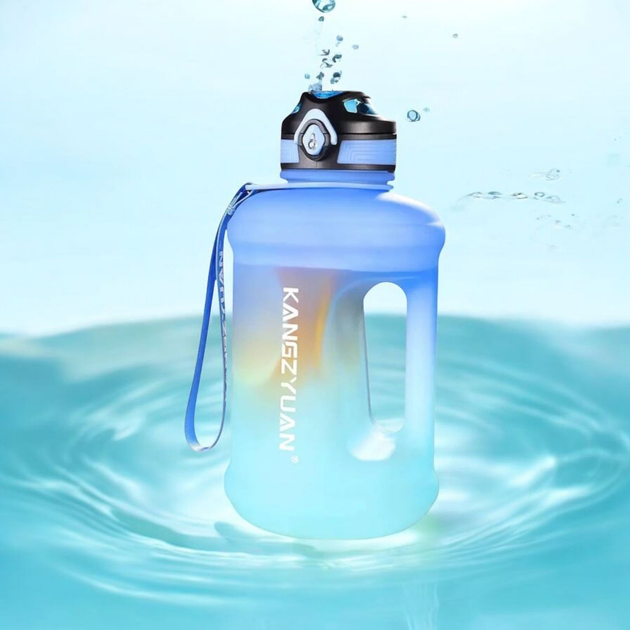 Еко-пляшка KANGZYUAN 1800 мл — Блакитна Tritan BPA-free, ударостійка, спортивна з ручкою та ремінцем - зображення 7