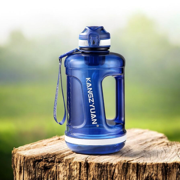 Еко-пляшка KANGZYUAN 1500 мл (1.5 л) — Синя Tritan BPA-free, ударостійка, спортивна з ручкою та ремінцем - зображення 6
