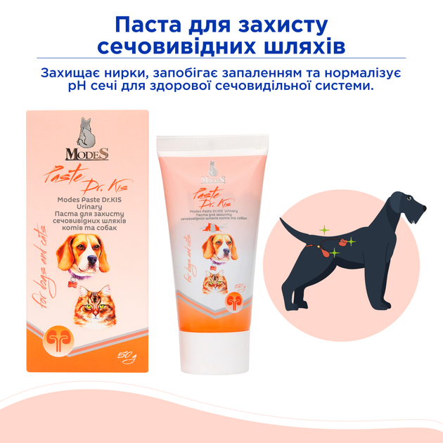 Паста Др. КИС Уринари (Paste Dr.KIS Urinary) для защиты мочевыводящих путей кошек и собак 50 г, MODES - изображение 2