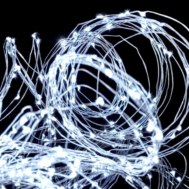 Гирлянда водопад 200 LED 2 метра 10 нитей холодный белый свет USB для украшения елки и помещений - изображение 8