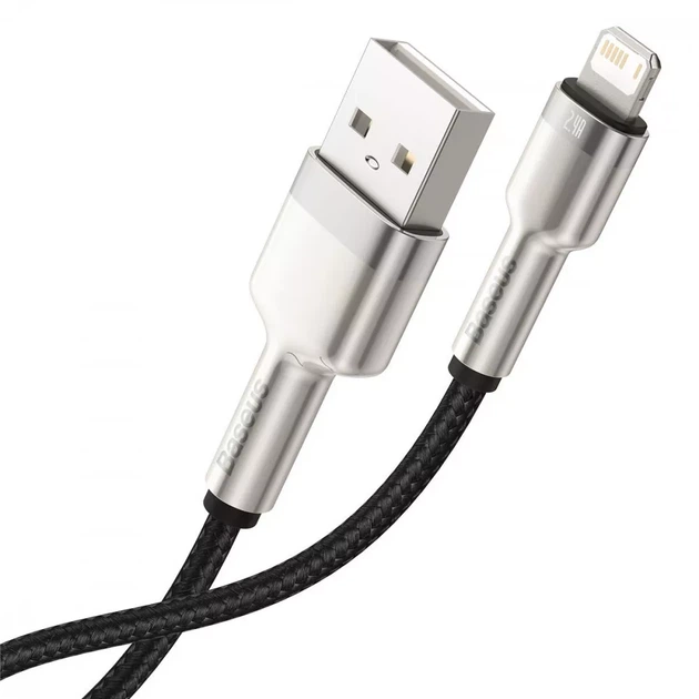 Кабель Baseus Cafule Metal Lightning 2.4A (2m) black CALJK-B01 - изображение 3