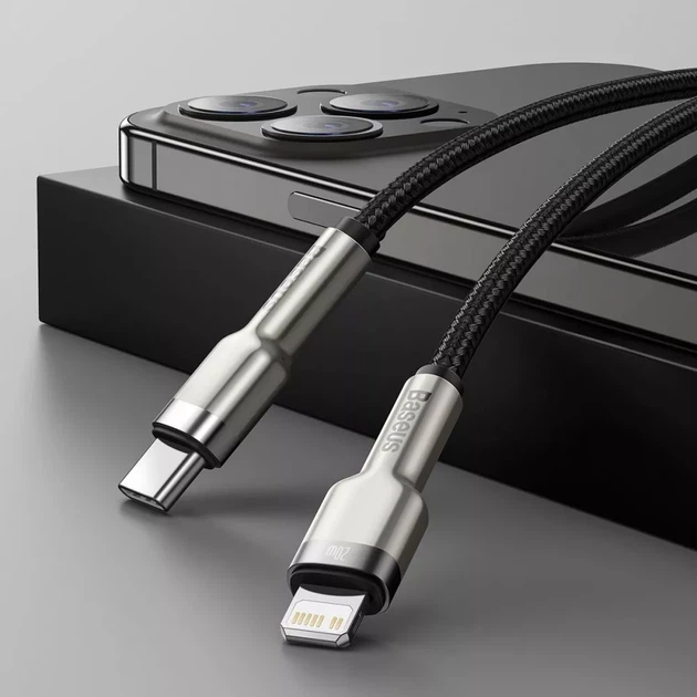 Кабель Baseus Cafule Metal Type-C to Lightning PD 20W 1 м Black (CATLJK-A01) - изображение 5