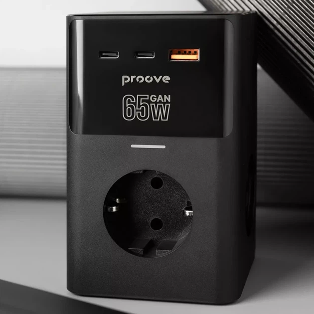 Мережевий фільтр Proove Power Cube 65W (3xAC + 2xType-C + 1xUSB) 1.5m black (PSPC36801201) - Фото 6 Мережевий фільтр Proove Power Cube 65W (3xAC + 2xType-C + 1xUSB) 1.5m black (PSPC36801201) - зображення 6