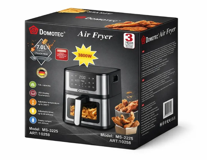 Аерофритюрниця DOMOTEC Air Fryer MS-3225 3500 Вт Объем: 7 л серая - изображение 3