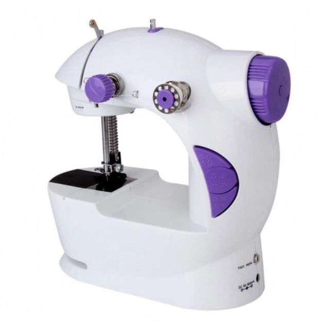 Мини швейная машинка 4 в 1 с педалью и адаптером Mini Sewing Machine FHSM 201 белая - Фото 2 Мини швейная машинка 4 в 1 с педалью и адаптером Mini Sewing Machine FHSM 201 белая - изображение 2