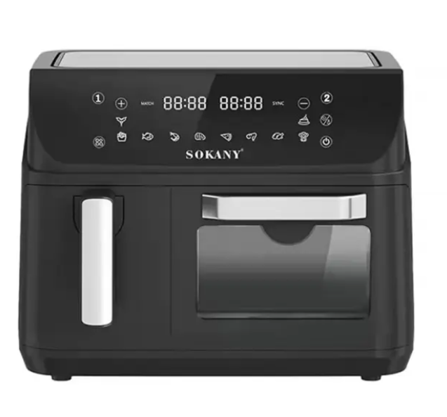 Аэрофритюрница Sokany SK-10060 с 2 чашами, сенсорное управление чорна - изображение 2