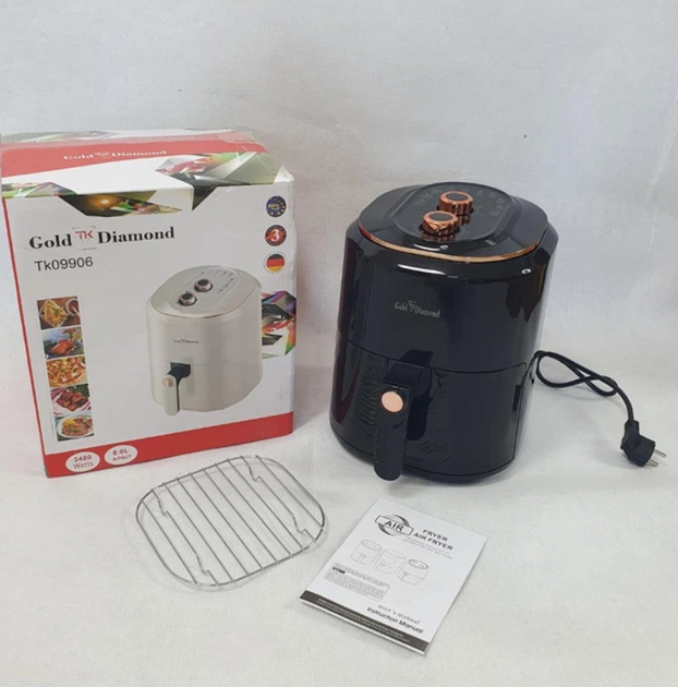 Многофункциональный аэрогриль Gold Diamond аэрофритюрница без масла, мультипечь для здорового питания на 8 л 3400 Вт чёрный - изображение 6