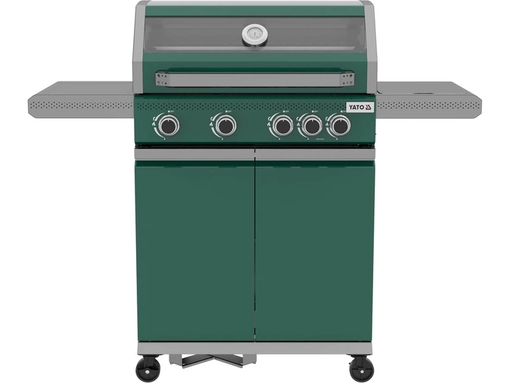 Gazowy grill YATO YG-20035 OKAYA 4+1 z szybą Zielony (5906083114533) - obraz 2
