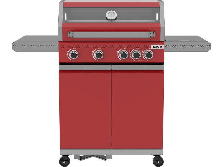 Gazowy grill YATO YG-20034 OKAYA 4+1 z szybą Czerwony (5906083114526) - obraz 2