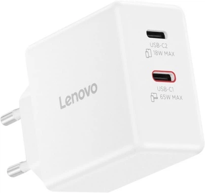 Блок живлення для ноутбука Lenovo Dual USB-C GaN Charger 65 Вт White (G0A6065WEU) - зображення 5