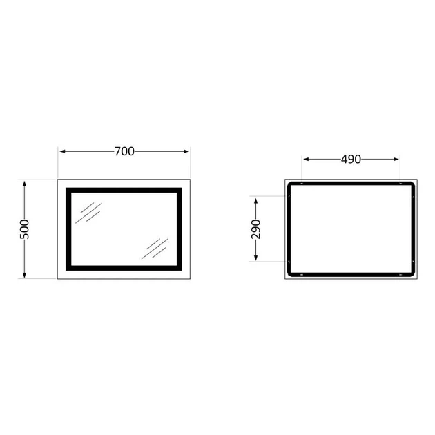 Зеркало Qtap Cardinal (CA1) 700х500 с LED-подсветкой Touch, с антизапотеванием, с диммером, рег. темп цвета (3000-6500K) - изображение 2